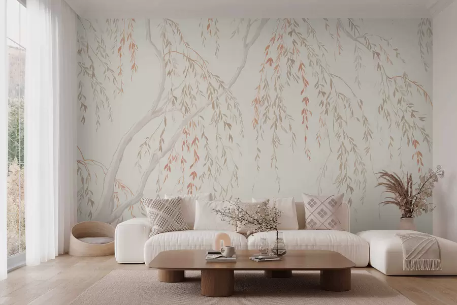 wall murals Лагане висеће гране са нежним листовима w05812v4