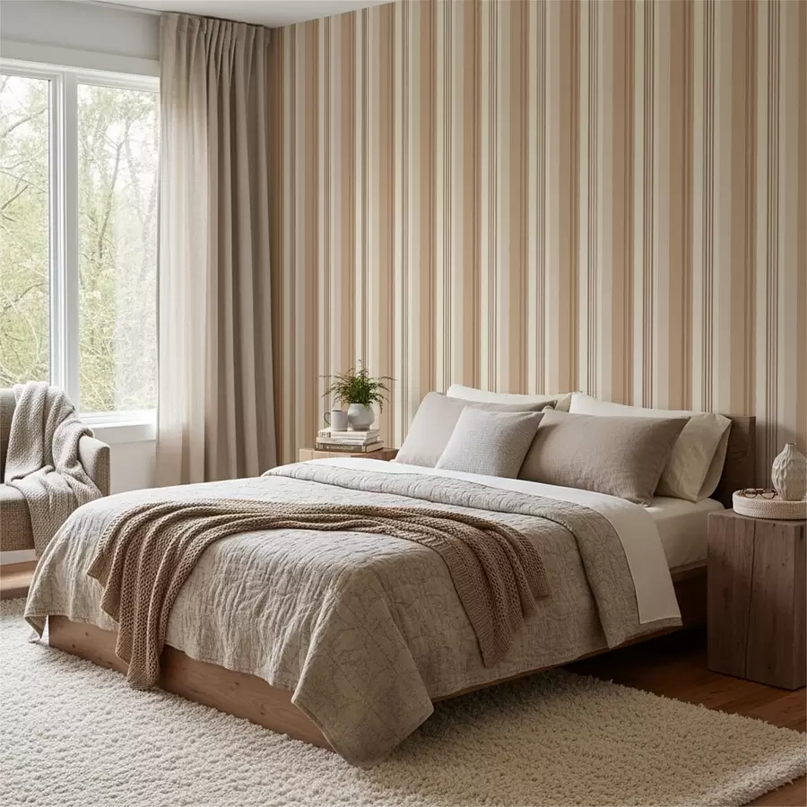 wall murals Топле беж и браон пруге a01248v4