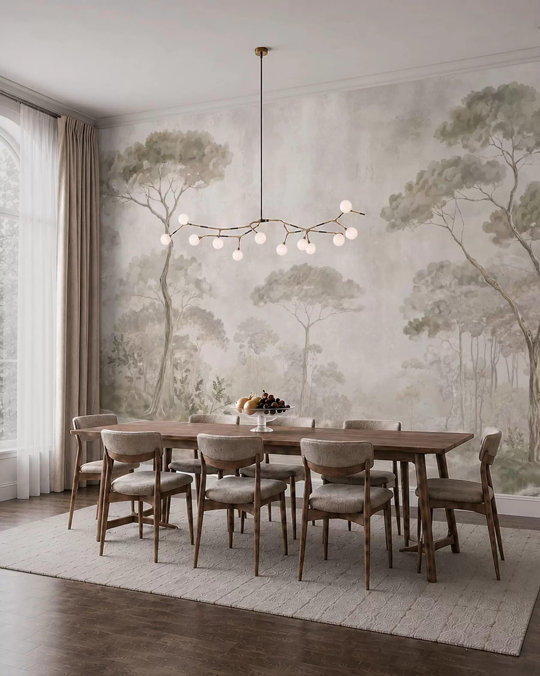 wall murals Магловита шума поред мирне воде у меким природним пастелним тоновима w05817