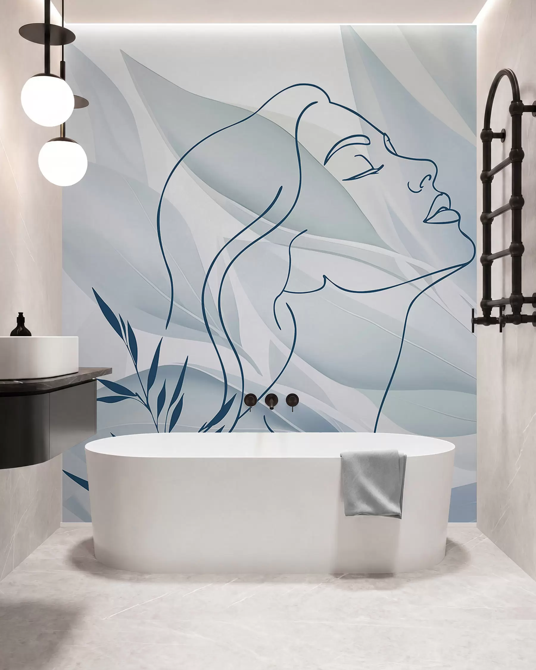 wall murals Силуета лица на апстрактној позадини w05787