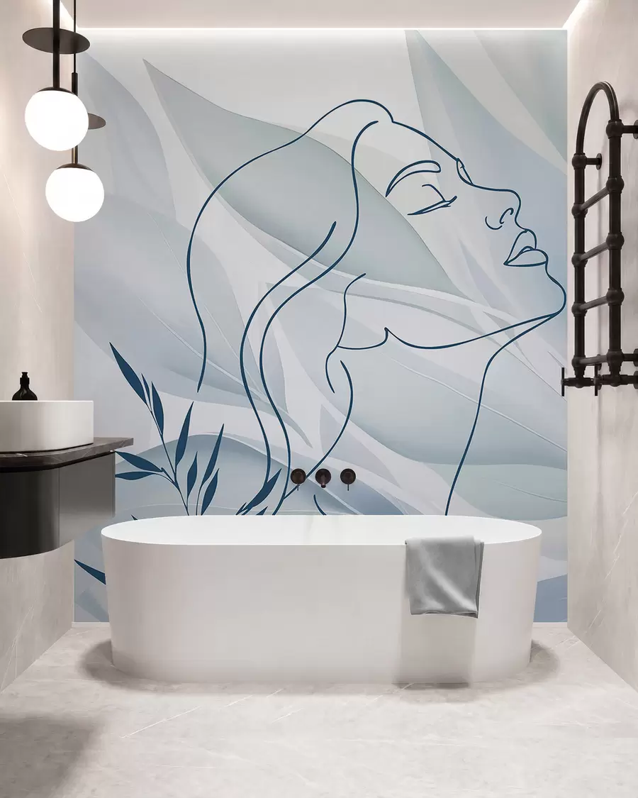 wall murals Силуета лица на апстрактној позадини w05787