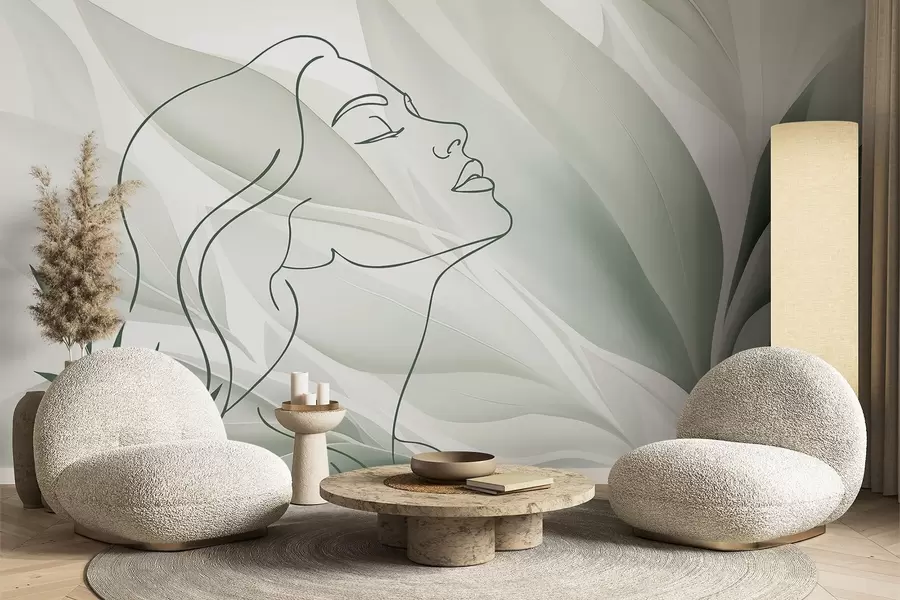 wall murals Силуета лица на апстрактној позадини w05787v1