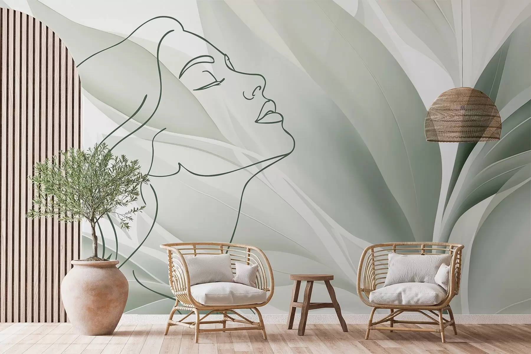wall murals Силуета лица на апстрактној позадини w05787v1