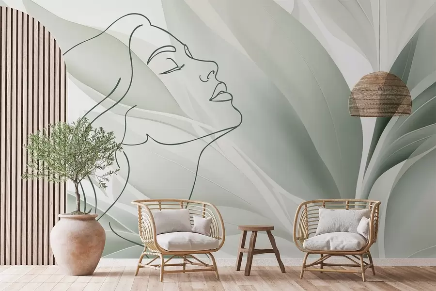 wall murals Силуета лица на апстрактној позадини w05787v1