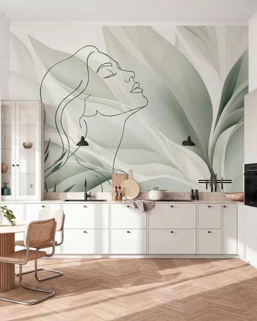wall murals Силуета лица на апстрактној позадини w05787v1