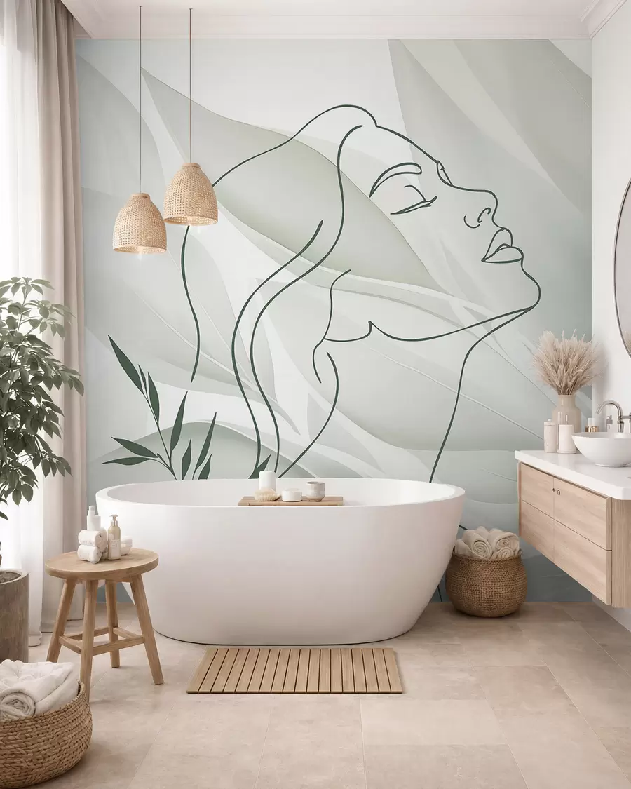 wall murals Силуета лица на апстрактној позадини w05787v1