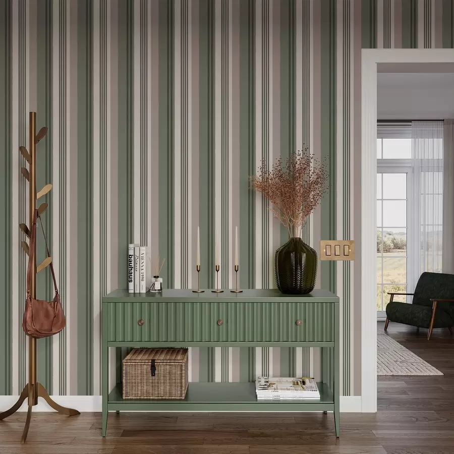 wall murals Широке зелене и кремасте пруге a01248