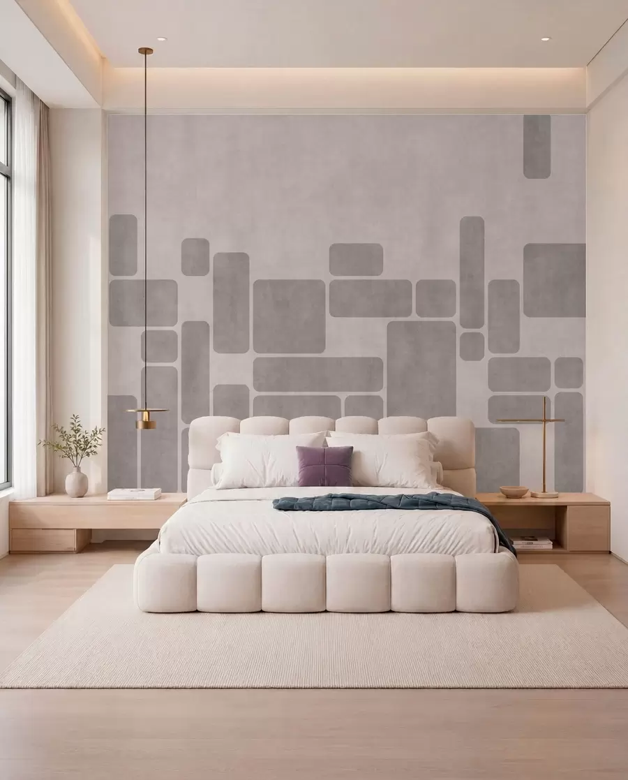 wall murals Геометријски узорак у нежним сивим и руменим тоновима w05141v1