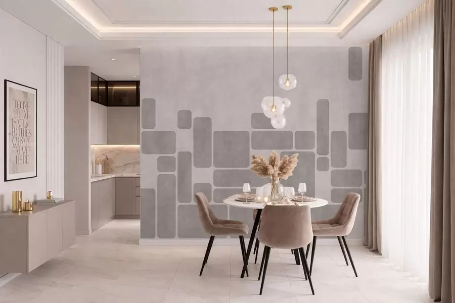 wall murals Геометријски узорак у нежним сивим и руменим тоновима w05141v1
