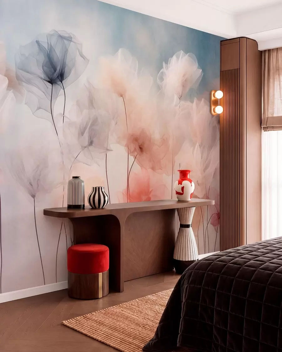 wall murals Прозрачно цвеће у нежним пастелним нијансама w05818