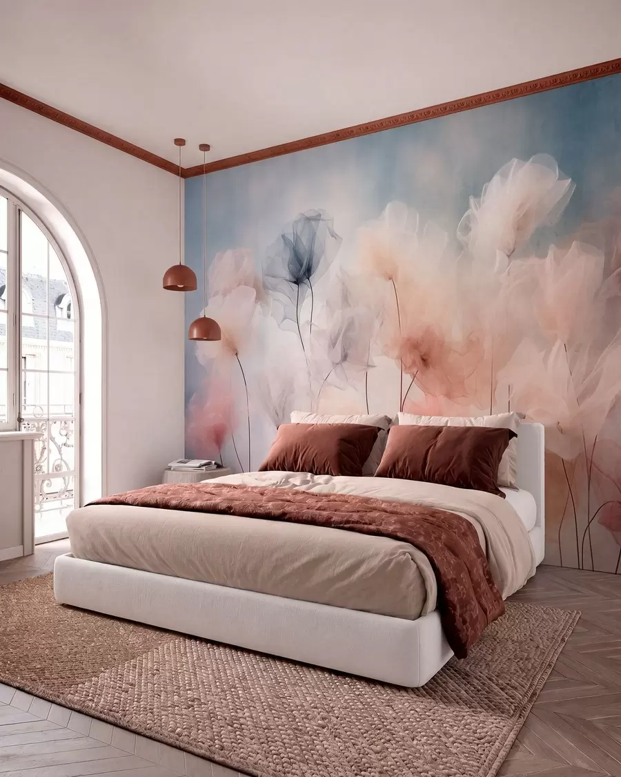wall murals Прозрачно цвеће у нежним пастелним нијансама w05818