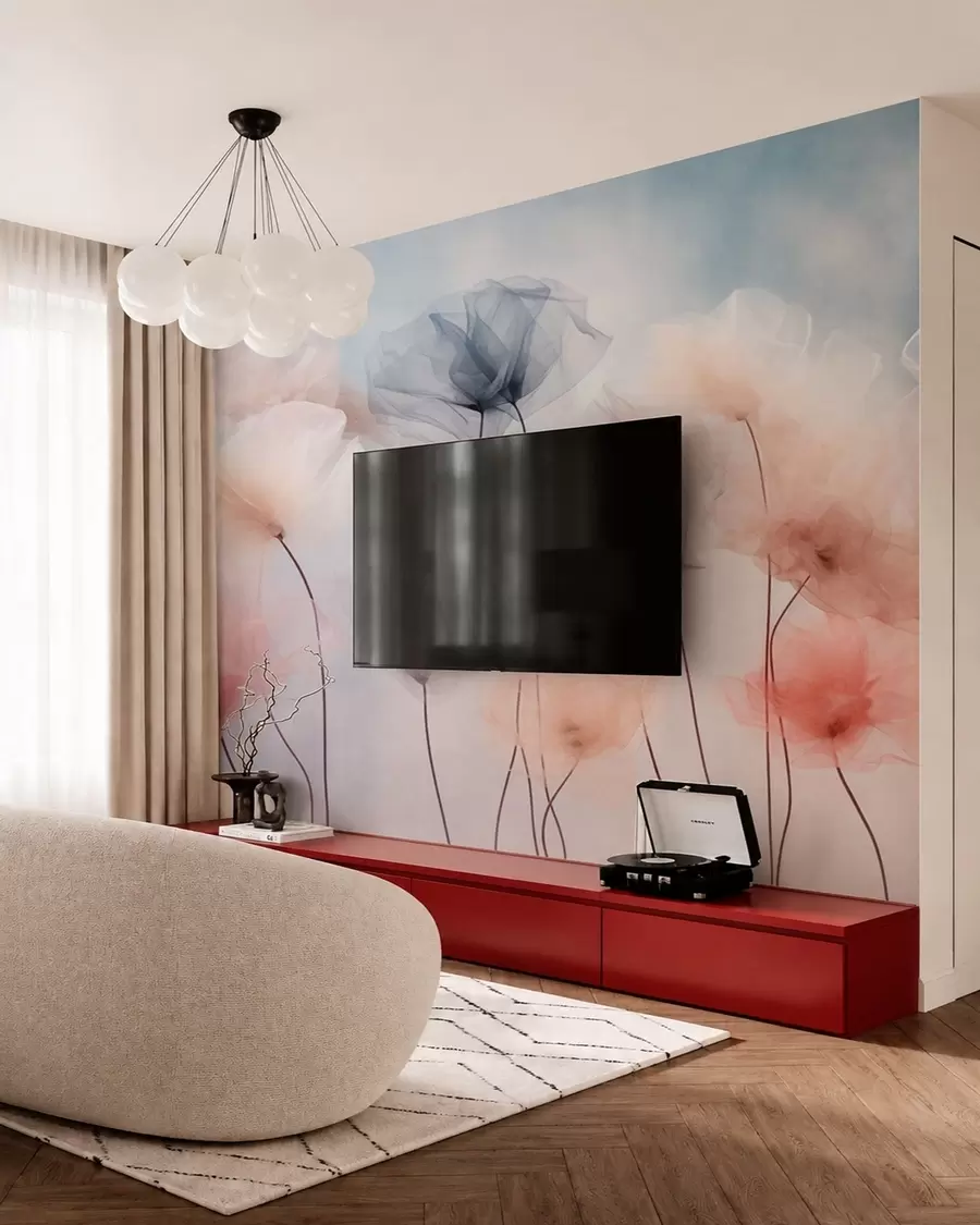 wall murals Прозрачно цвеће у нежним пастелним нијансама w05818