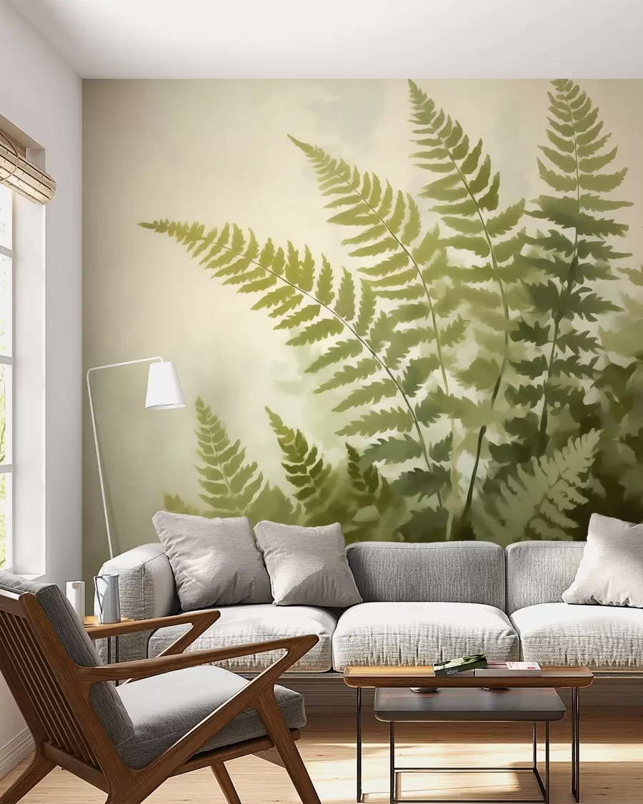 wall murals Апстрактни стилизовани листови папрати, имитација слике w05852