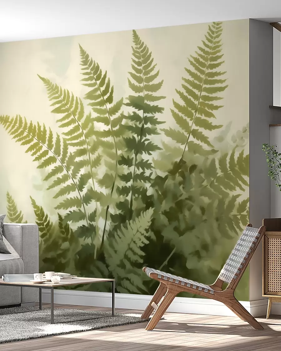wall murals Апстрактни стилизовани листови папрати, имитација слике w05852