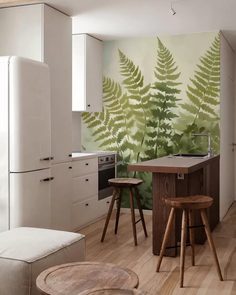 wall murals Апстрактни стилизовани листови папрати, имитација слике w05852