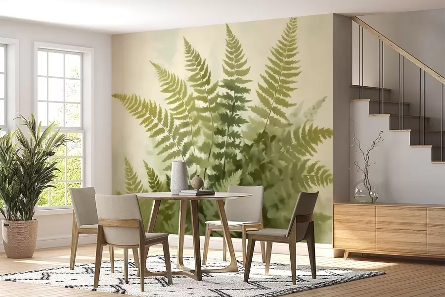 wall murals Апстрактни стилизовани листови папрати, имитација слике w05852