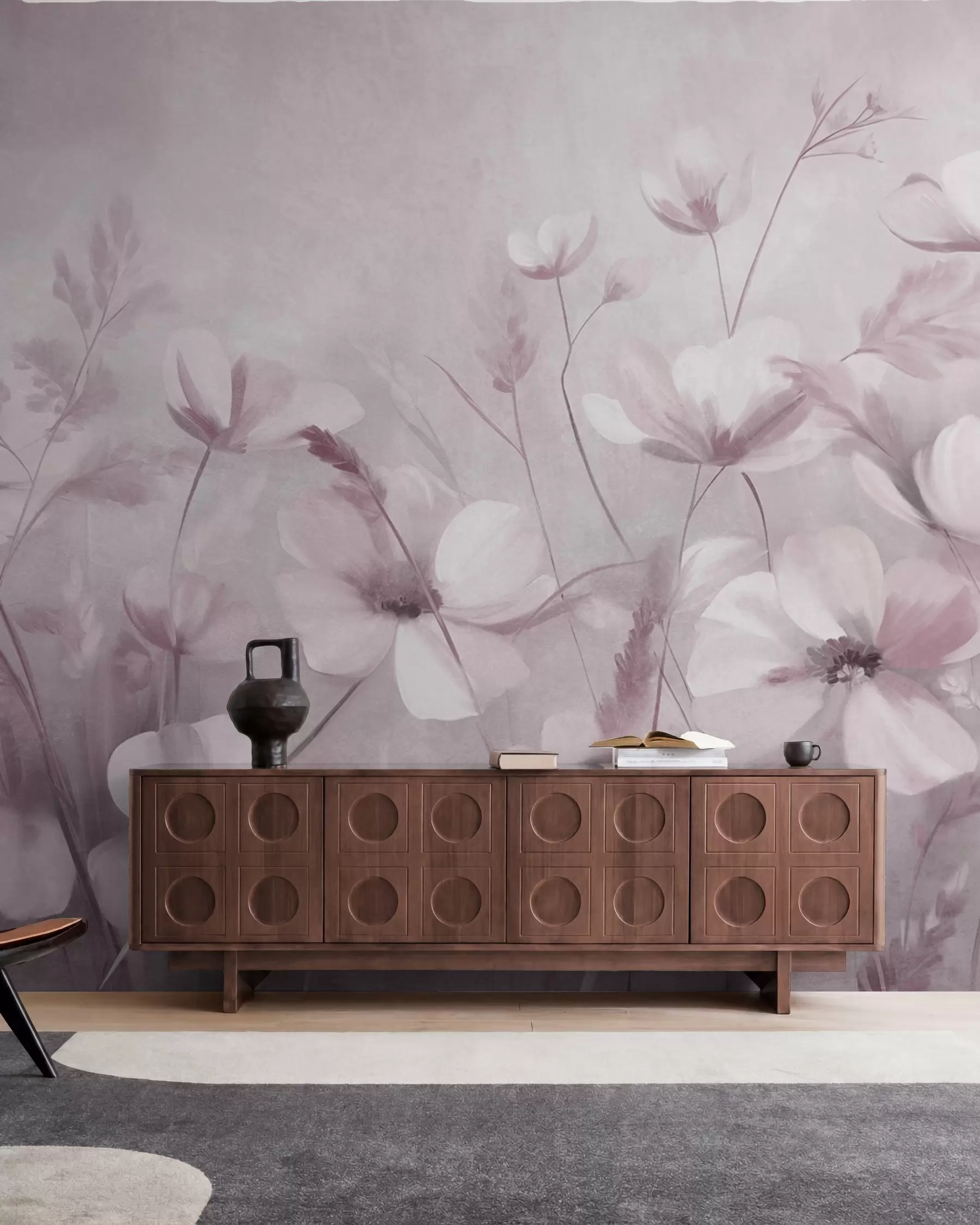 wall murals Поље светлих цветова и високих трава у пригушеним тоновима, текстурирана уметност w10019v1