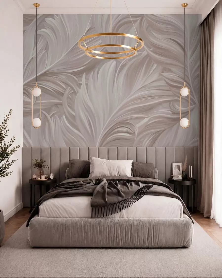 wall murals Велико, осликано, закривљено перо у нијансама ружичастих бисера w05757v1