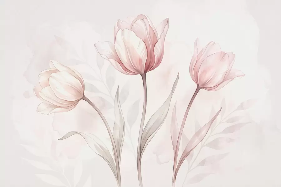 wall murals Нежни тулипани у стилу акварела w10005