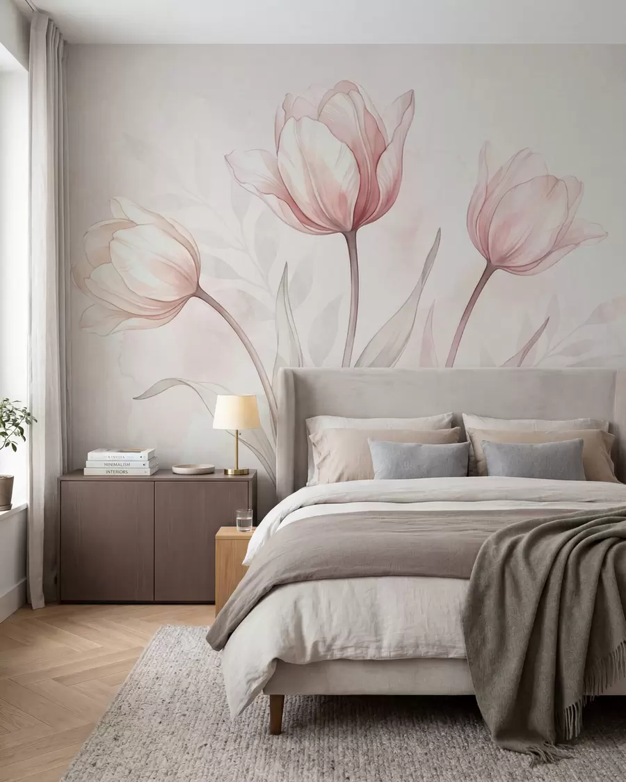 wall murals Нежни тулипани у стилу акварела w10005