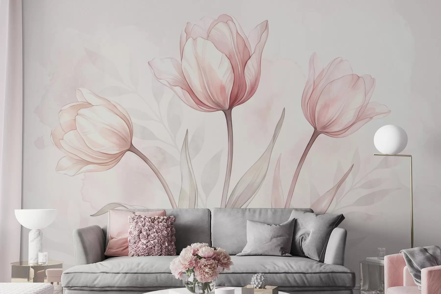 wall murals Нежни тулипани у стилу акварела w10005