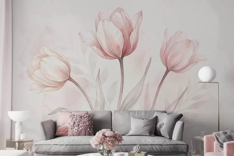 wall murals Нежни тулипани у стилу акварела w10005