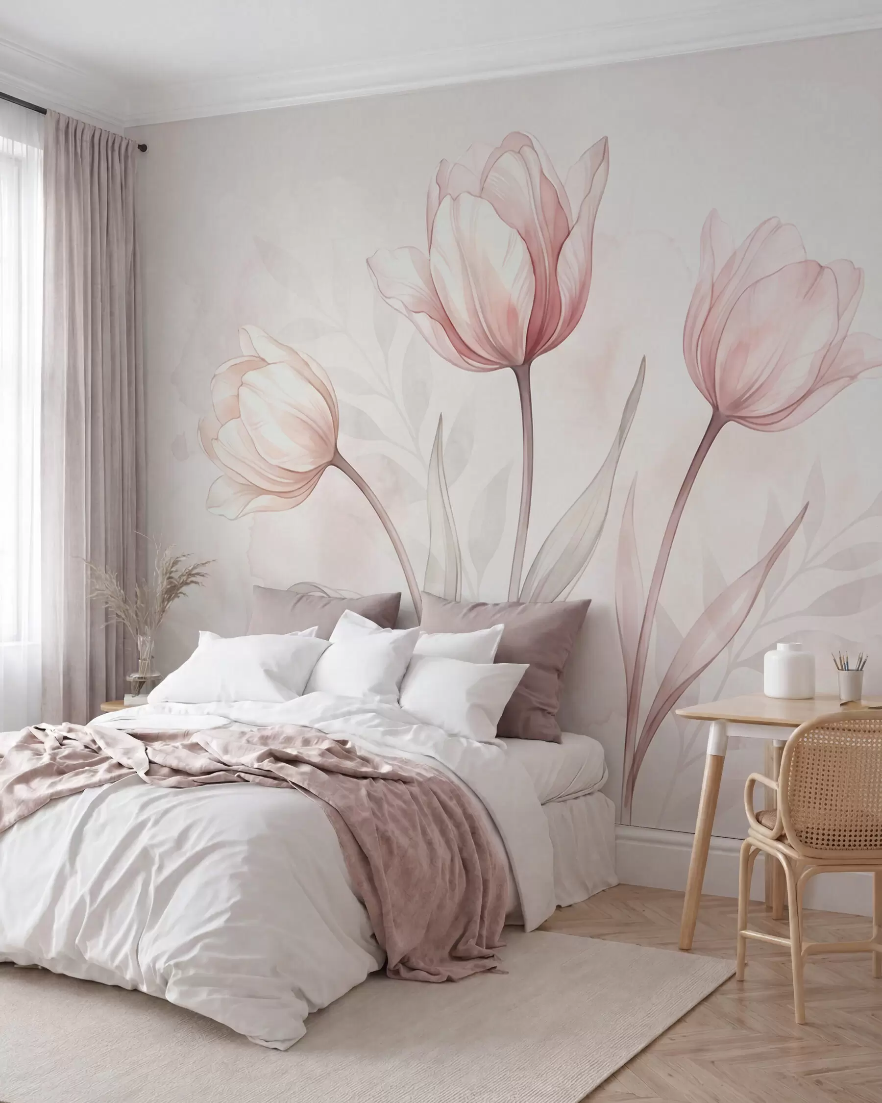 wall murals Нежни тулипани у стилу акварела w10005