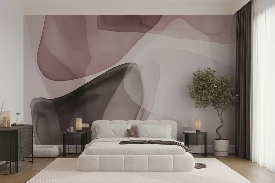wall murals Апстрактни облици у нијансама ружичасте и тамносмеђе, текстурирани, ефекат провидних слојева w10022v1