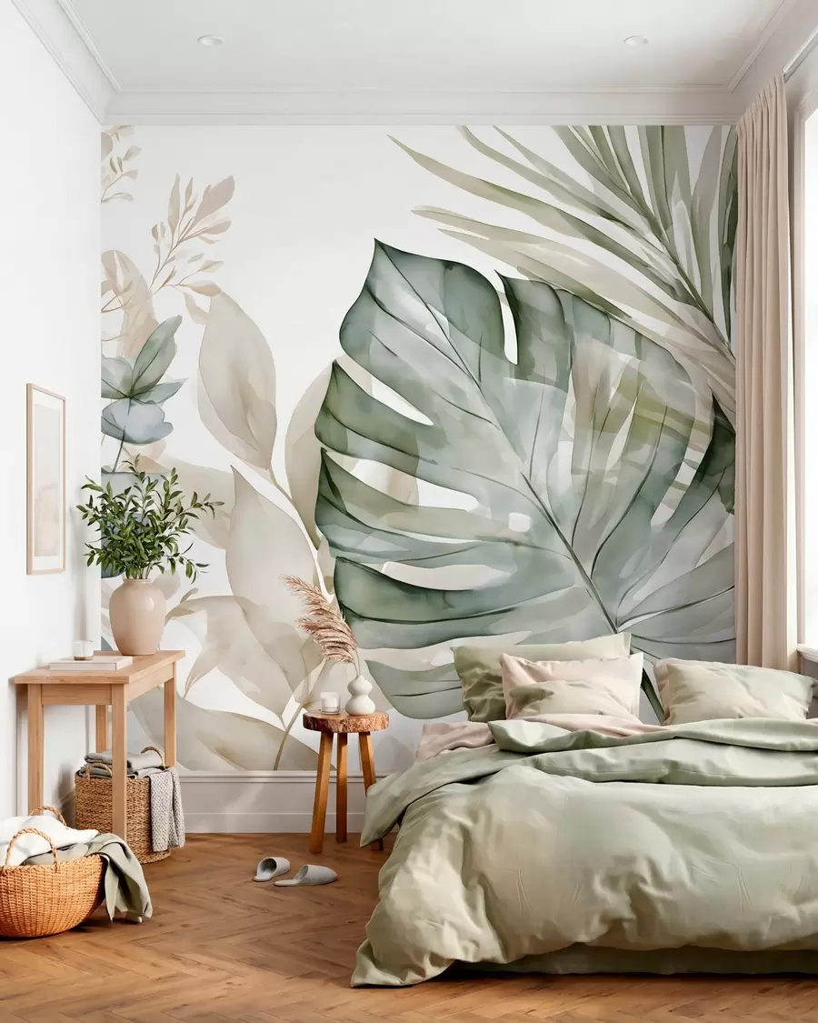 wall murals Велики тропски листови у акварелном стилу w05867