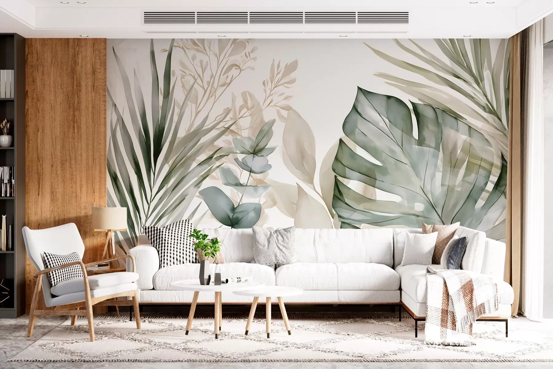 wall murals Велики тропски листови у акварелном стилу w05867