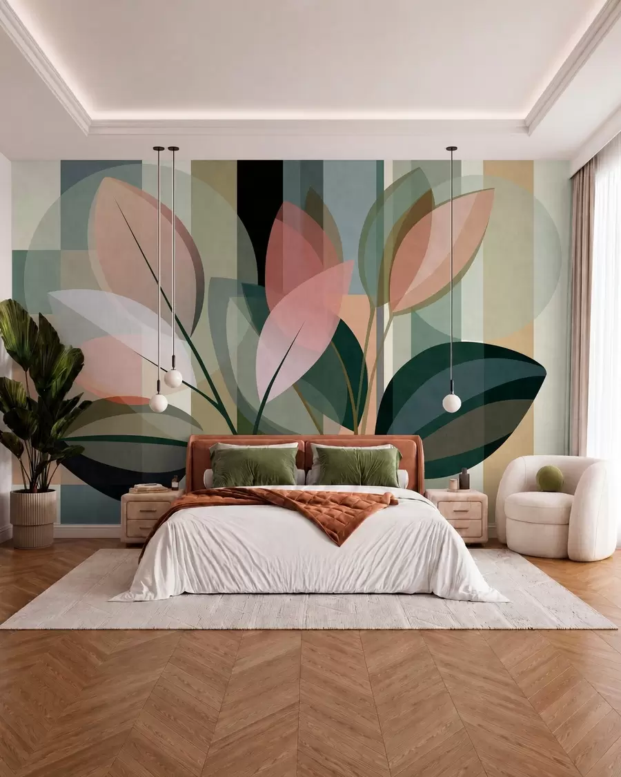 wall murals Стилски апстрактни комад са биљкама w05871