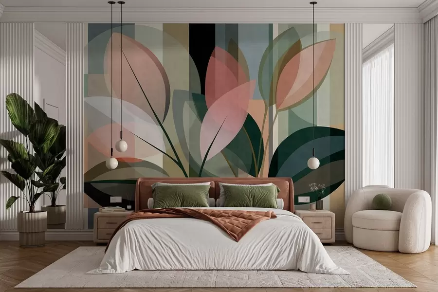 wall murals Стилски апстрактни комад са биљкама w05871