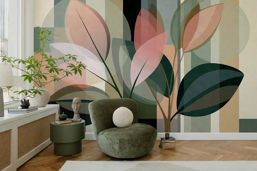 wall murals Стилски апстрактни комад са биљкама w05871