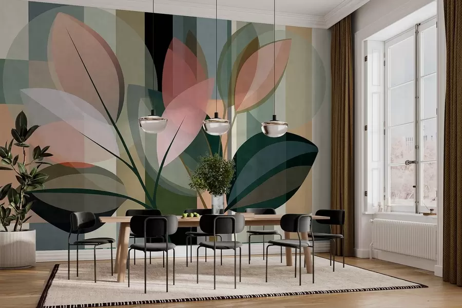 wall murals Стилски апстрактни комад са биљкама w05871