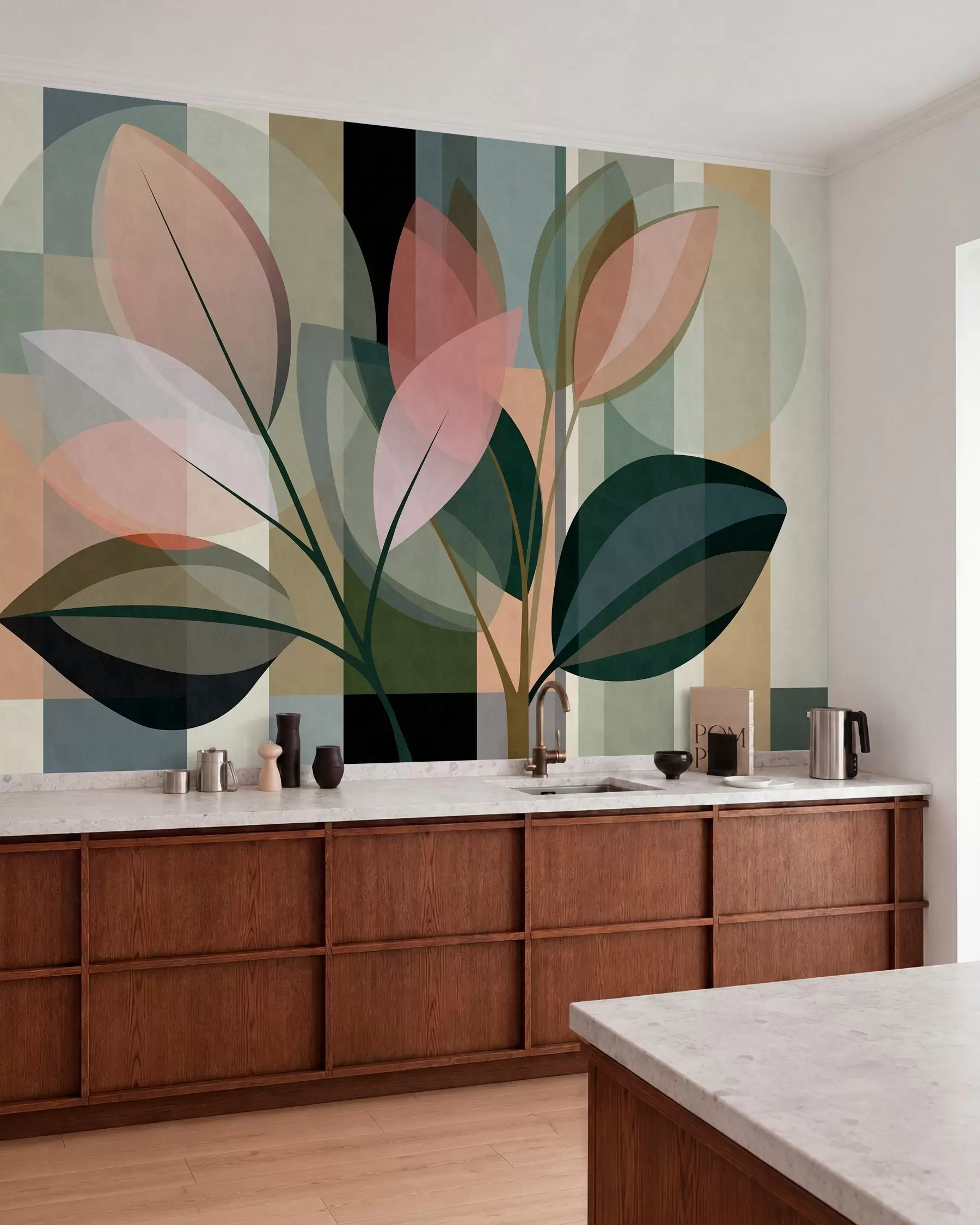 wall murals Стилски апстрактни комад са биљкама w05871
