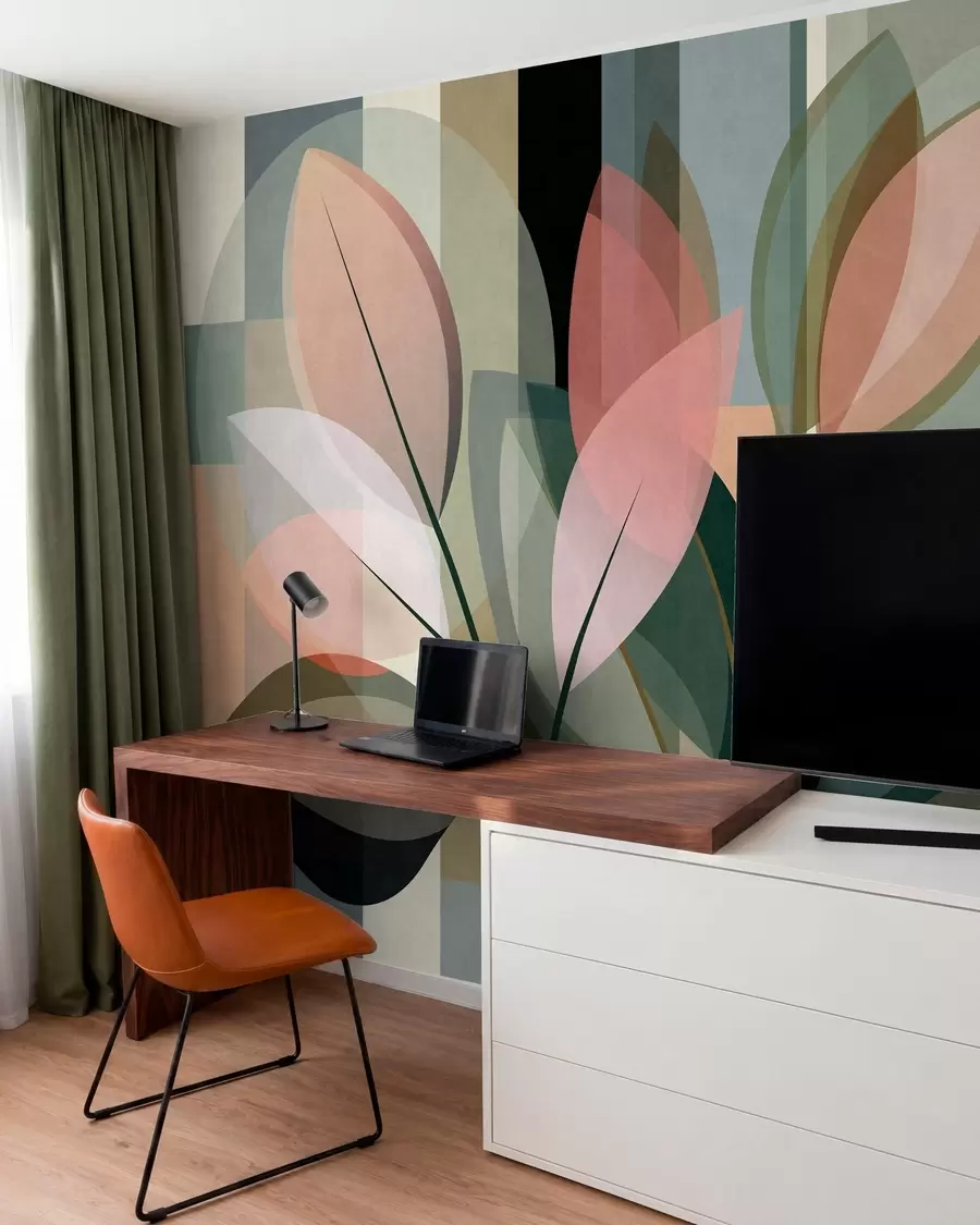 wall murals Стилски апстрактни комад са биљкама w05871