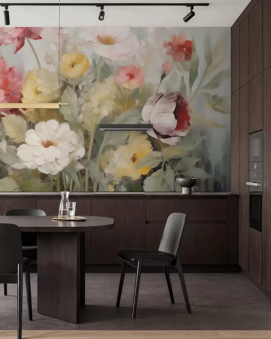 wall murals Апстрактно цвеће, имитација сликарства w05877