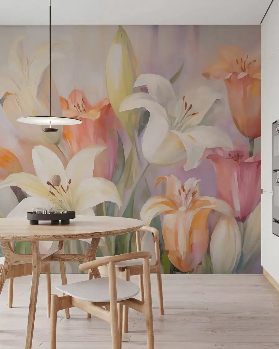 wall murals Апстрактни љиљани, имитација сликарства w05878