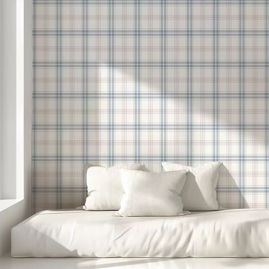wall murals Карирани узорак у плавим и сивим тоновима a01250v1