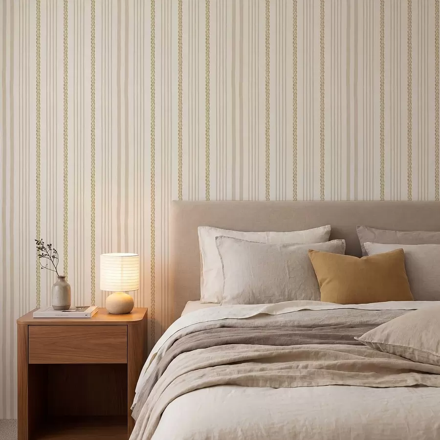 wall murals Вертикалне беж пруге са тканим узорком a01252