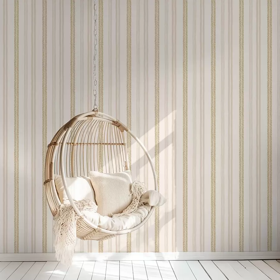 wall murals Вертикалне беж пруге и двоструко плетен украс a01253