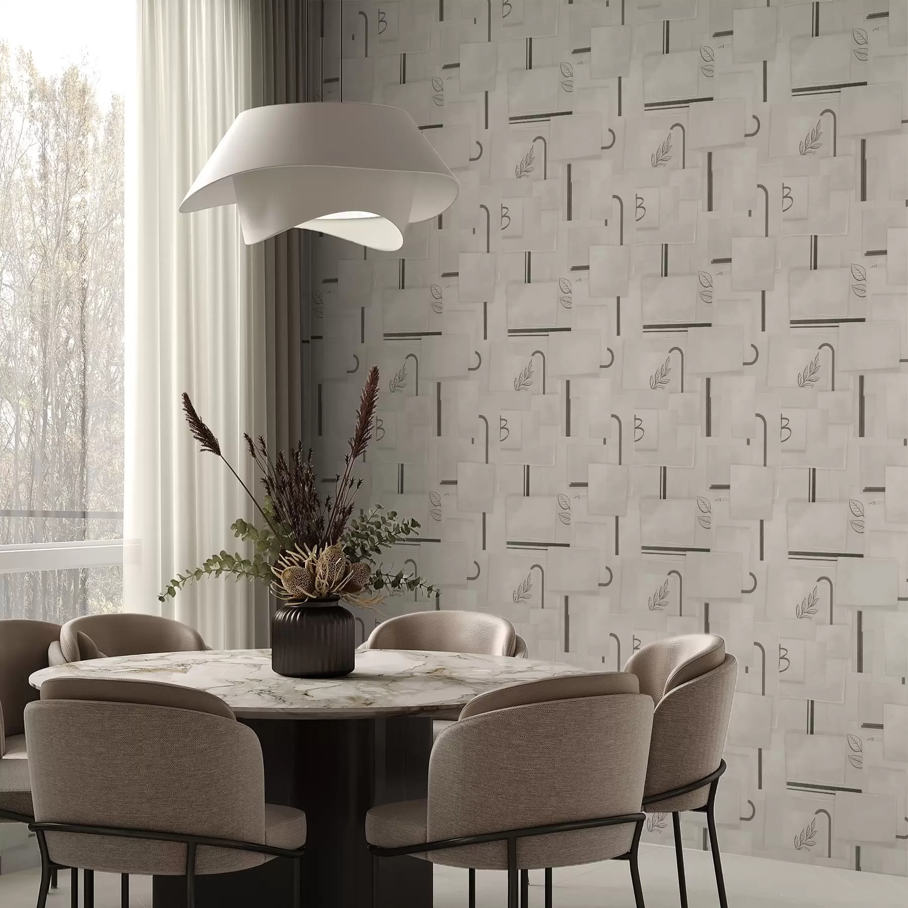 wall murals Апстрактна композиција са правоугаоницима и гранама a01254