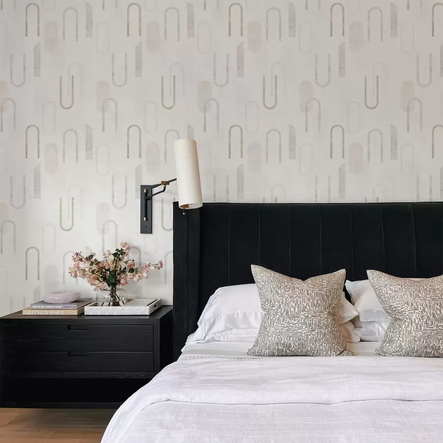 wall murals Светли геометријски узорак са беж луковима a01256