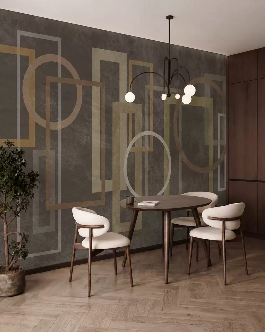 wall murals Геометријски, текстурирани облици, укључујући правоугаонике и кругове, у земљаним тоновима w10031