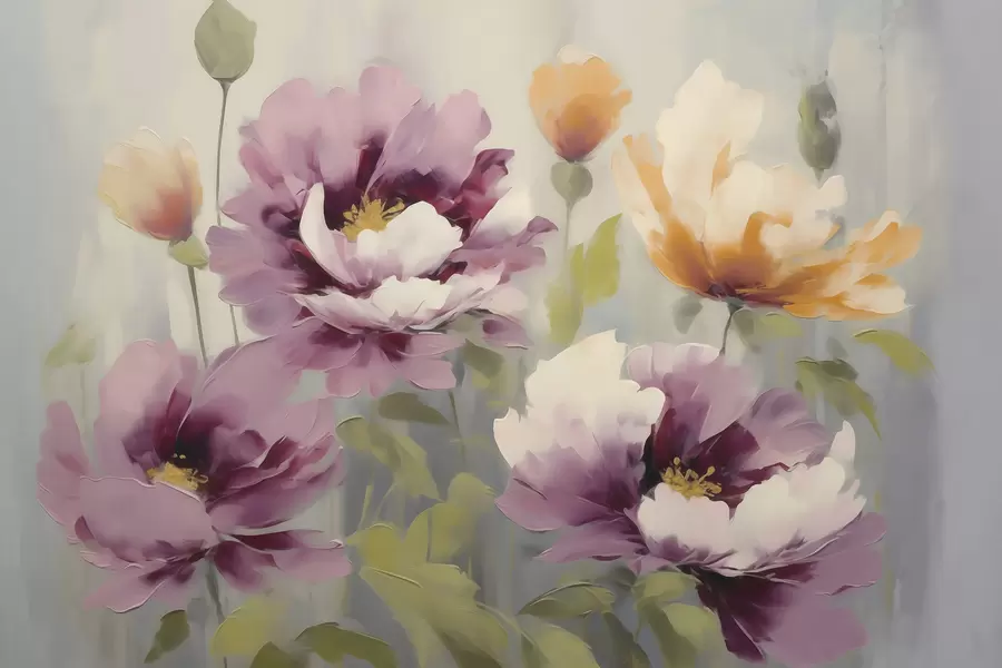 wall murals Апстрактно стилизовано цвеће, имитација сликарства w05848