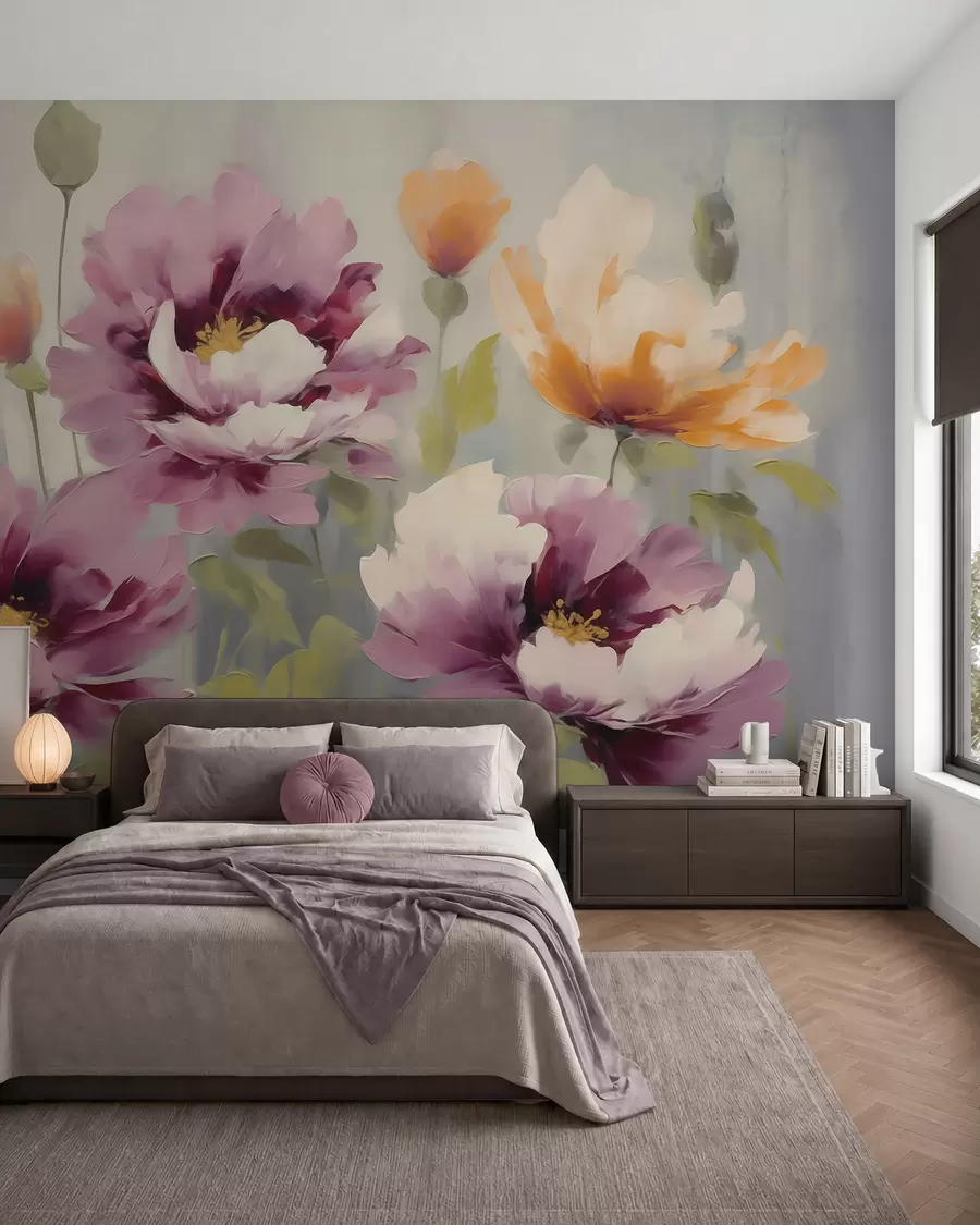 wall murals Апстрактно стилизовано цвеће, имитација сликарства w05848