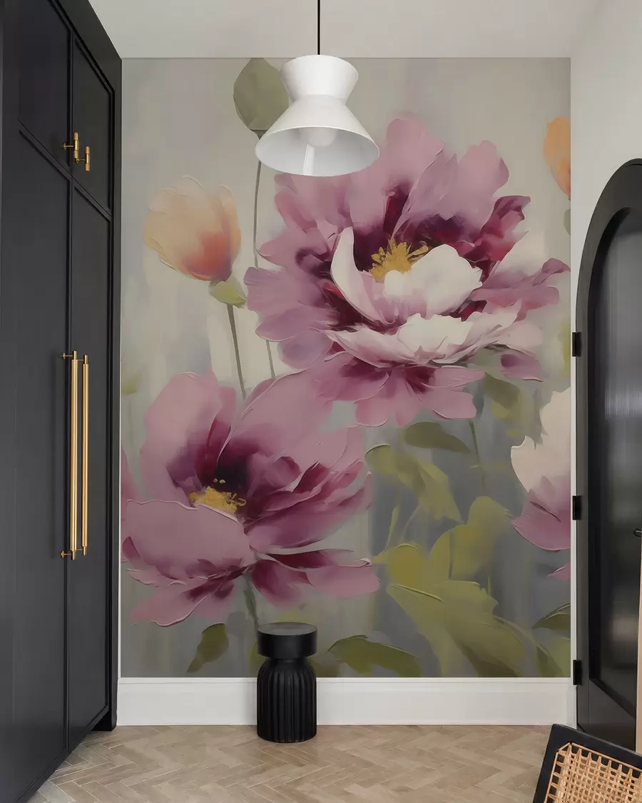 wall murals Апстрактно стилизовано цвеће, имитација сликарства w05848