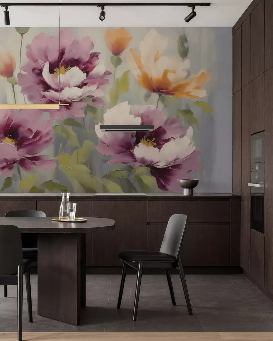 wall murals Апстрактно стилизовано цвеће, имитација сликарства w05848