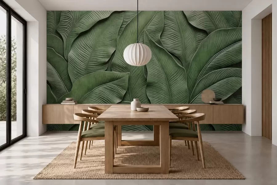 wall murals Густи узорак великих зелених листова w05887