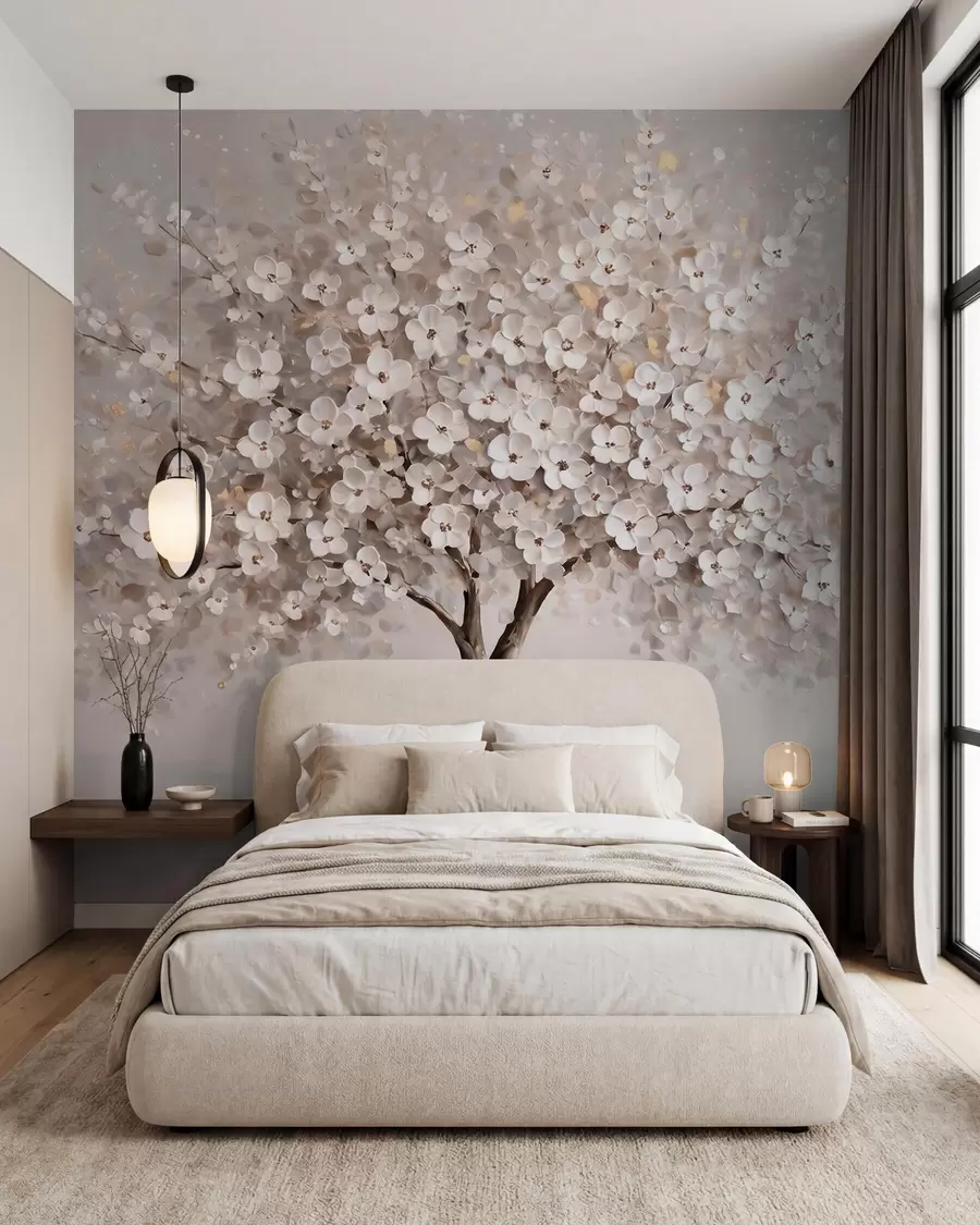 wall murals Прозрачно пастелно дрво у стилу уљаног сликарства са смелим потезима четкице w10050